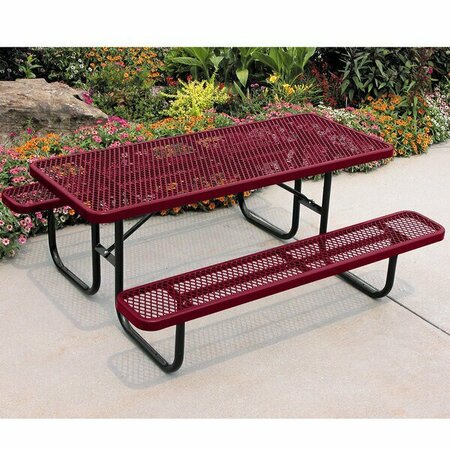 ULTRA SITE 8' Burgundy Heavy-Duty Rectangular Diamond Table 96'' x 64 13/16'' x 30 5/16'' 38A158V8BG